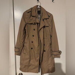 Banana Republic Tan Double-Breasted Puffer Coat